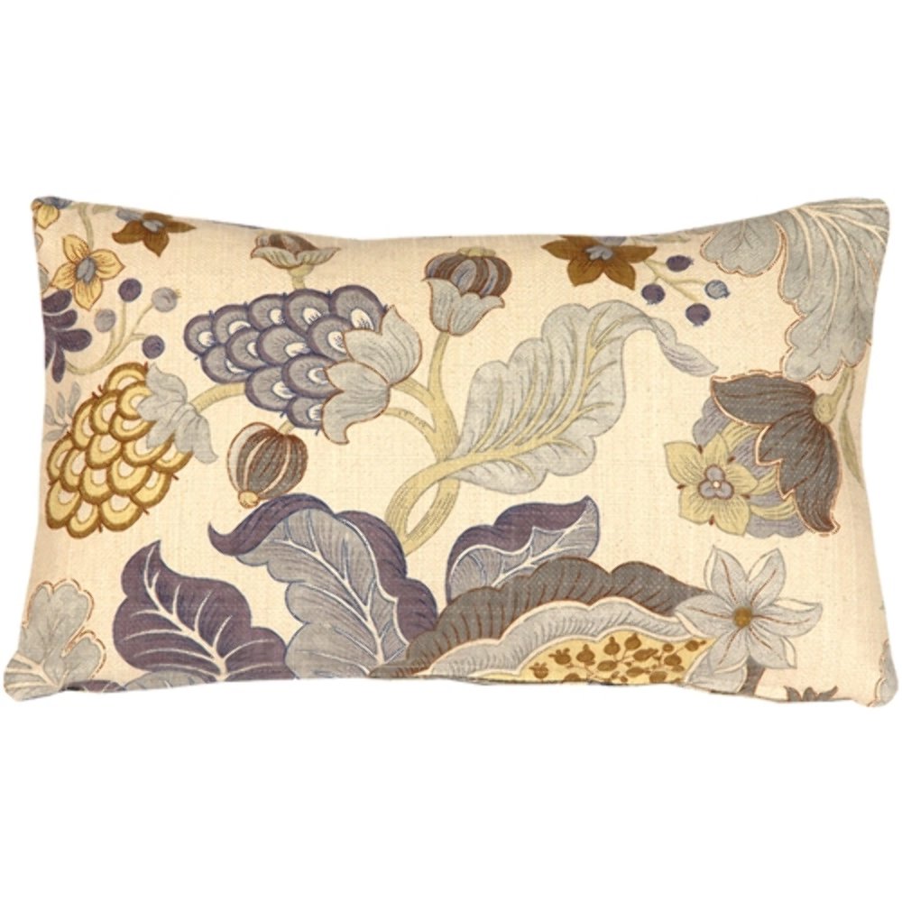 Harvest Floral Blue 12x20 Throw Pillow, Complete with Pillow Insert
