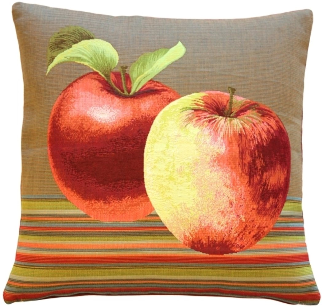Fresh Apples on Brown 19x19 Throw Pillow, Complete with Pillow Insert