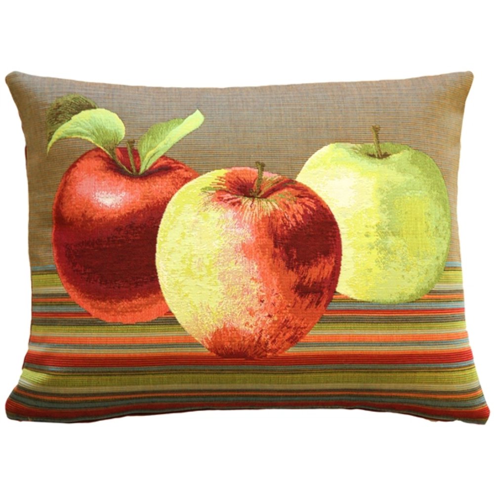 Fresh Apples on Brown Rectangular Throw Pillow, Complete with Pillow Insert