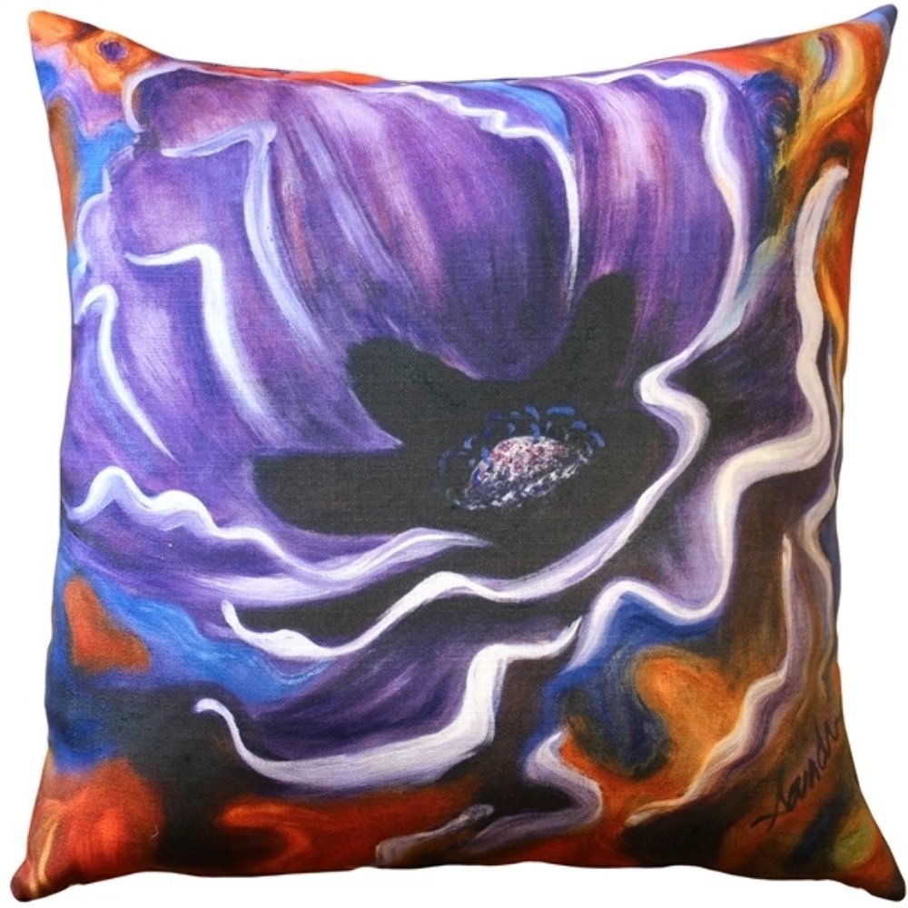 Purple Poppy 20x20 Throw Pillow, Complete with Pillow Insert