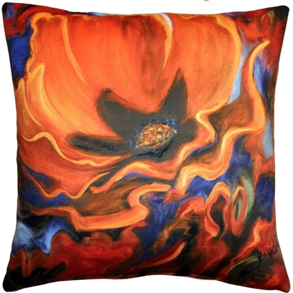 Orange Poppy 20x20 Throw Pillow, Complete with Pillow Insert