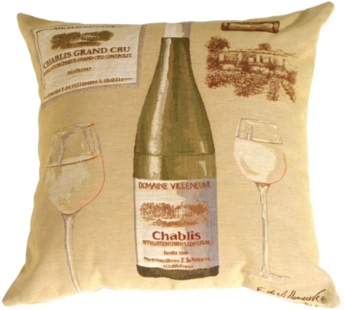 Fabrice de Villeneuve White Wine Pillow, Complete with Pillow Insert