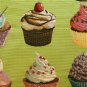 Cupcakes on Green French Tapestry Throw Pillow, Complete with Pillow Insert