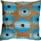 Shasta Blue Floral Throw Pillow, Complete with Pillow Insert