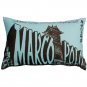 Marco Polo Theatre Restaurant 12x20 Blue Throw Pillow, Complete with Pillow Inse