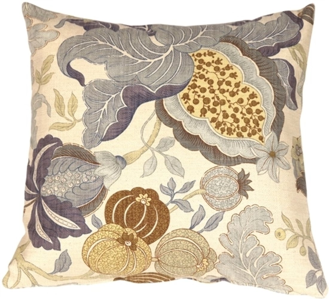 Harvest Floral Blue 20x20 Throw Pillow, Complete with Pillow Insert