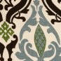 Linen Damask Print Blue Brown 12x19 Throw Pillow, Complete with Pillow Insert