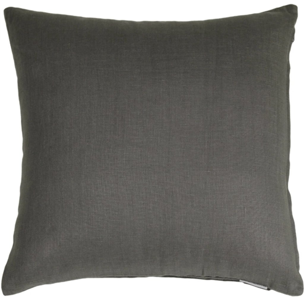 Tuscany Linen Charcoal Gray Throw Pillow 20x20, Complete with Pillow Insert