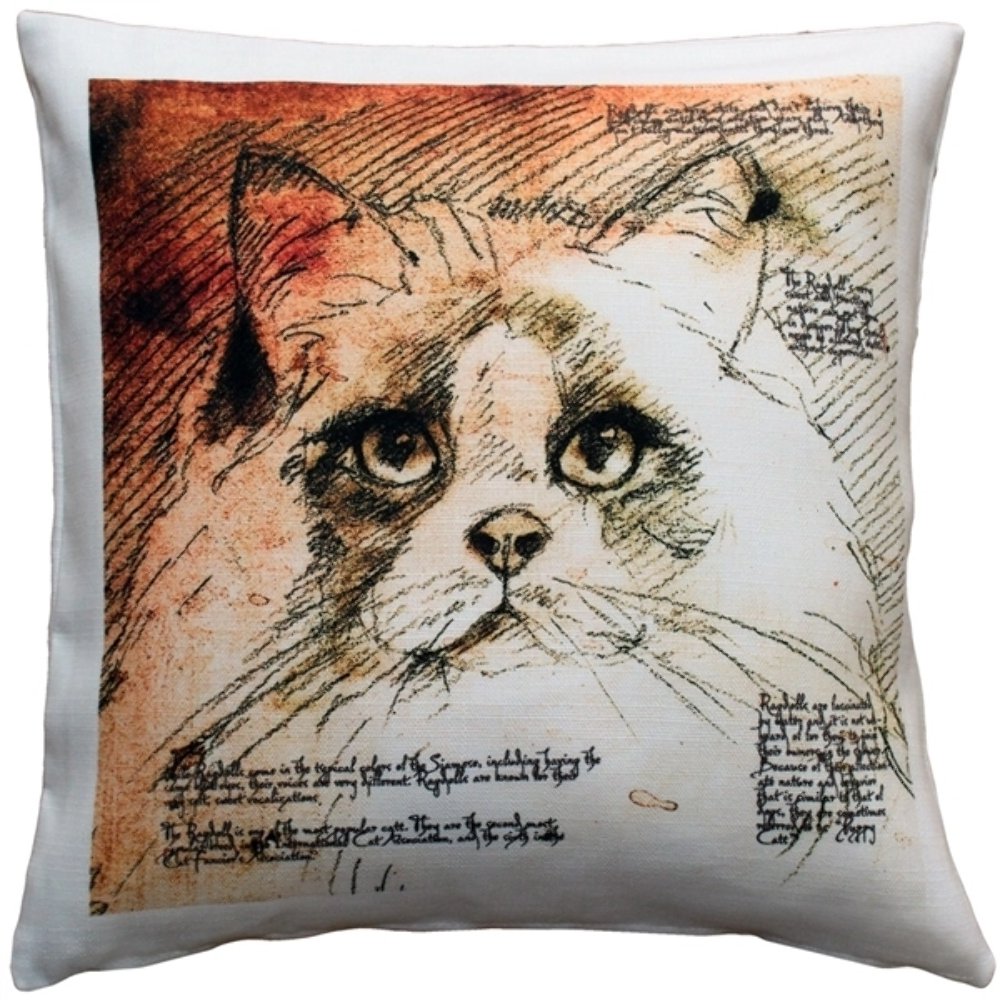 Ragdoll Cat Pillow 17x17, Complete with Pillow Insert