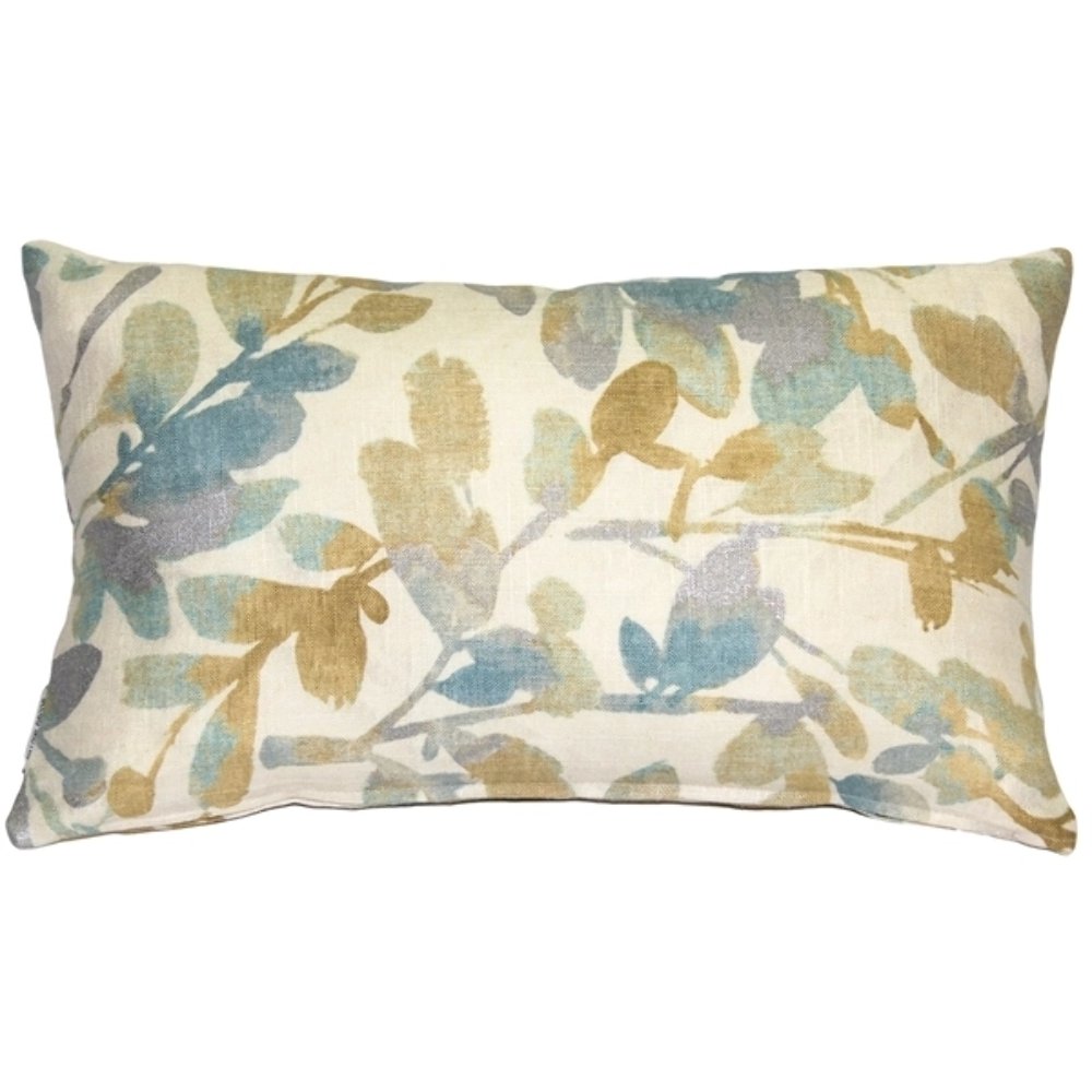 Linen Leaf Marine Throw Pillow 12x20, Complete with Pillow Insert