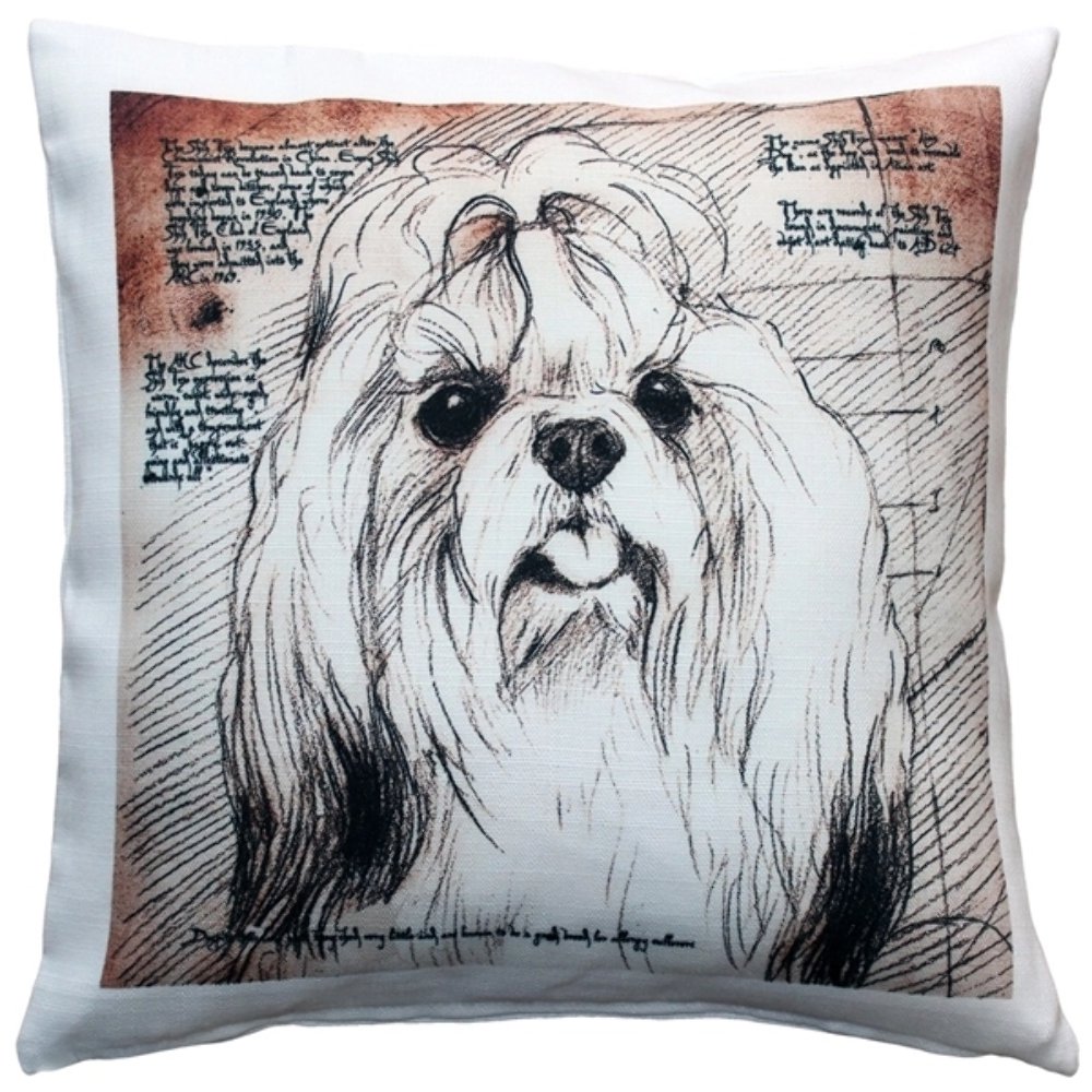 Shih Tzu Top Knot Dog Pillow 17x17, Complete with Pillow Insert