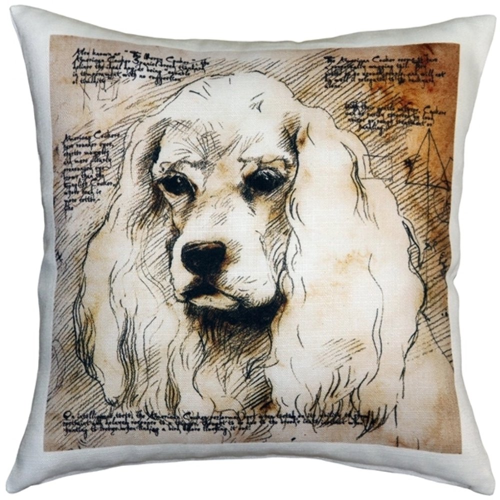 American Cocker Spaniel 17x17 Dog Pillow, Complete with Pillow Insert