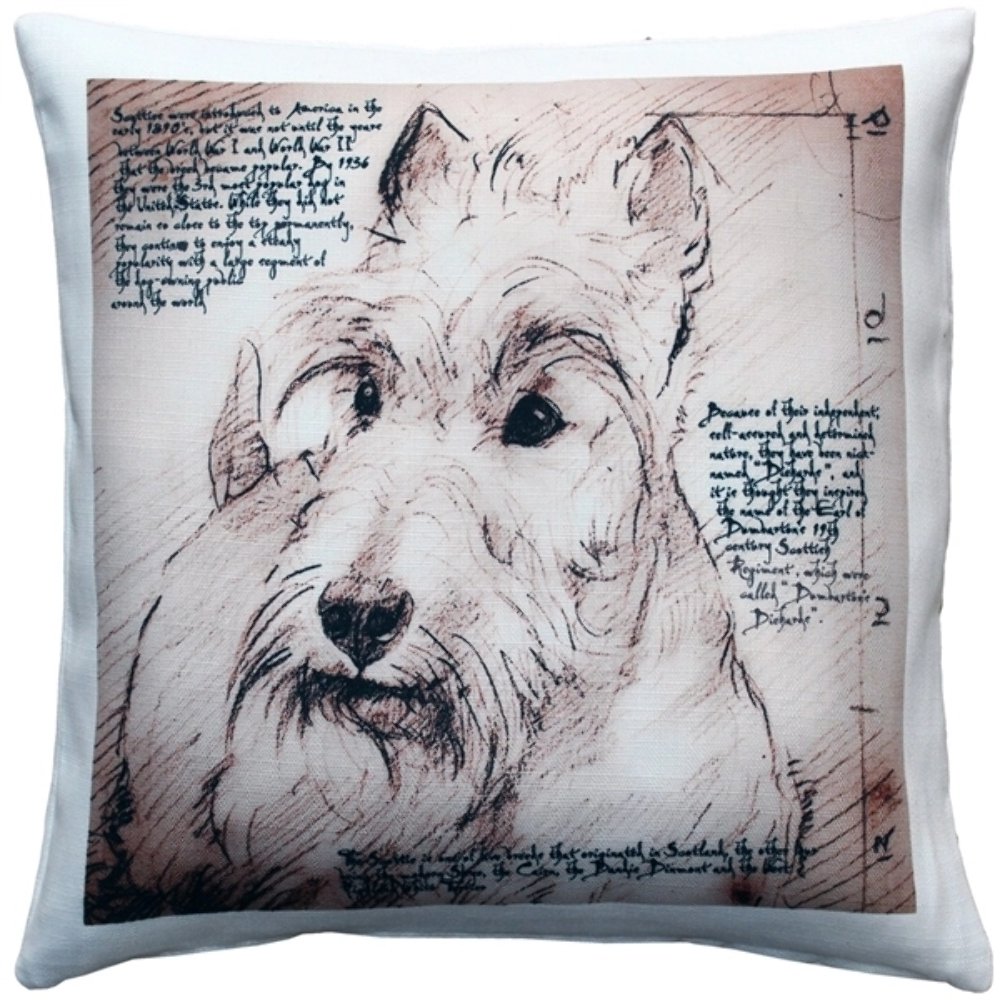 Scottish Terrier Dog Pillow 17x17, Complete with Pillow Insert