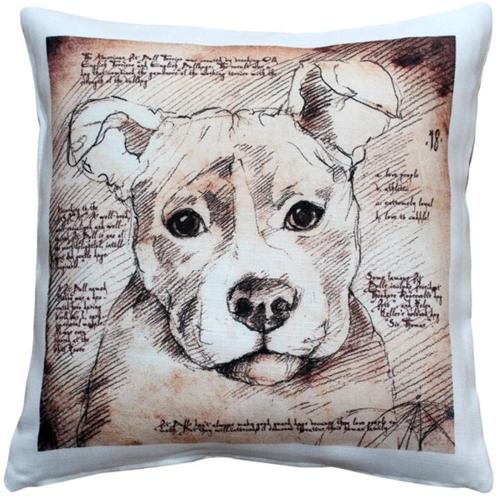 Pit Bull 17x17 Dog Pillow, Complete with Pillow Insert