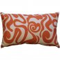 Tuscany Linen Swirl Orange Throw Pillow 12x19, Complete with Pillow Insert