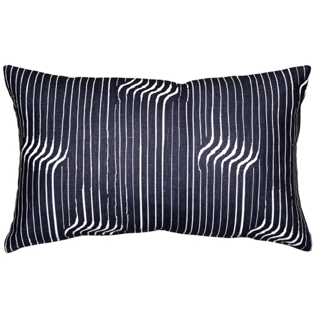 Tuscany Linen Shockwave Blue Throw Pillow 12x19, Complete with Pillow Insert