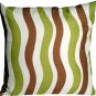 Country Stripes Green and Brown 20x20 Throw Pillow, Complete with Pillow Insert