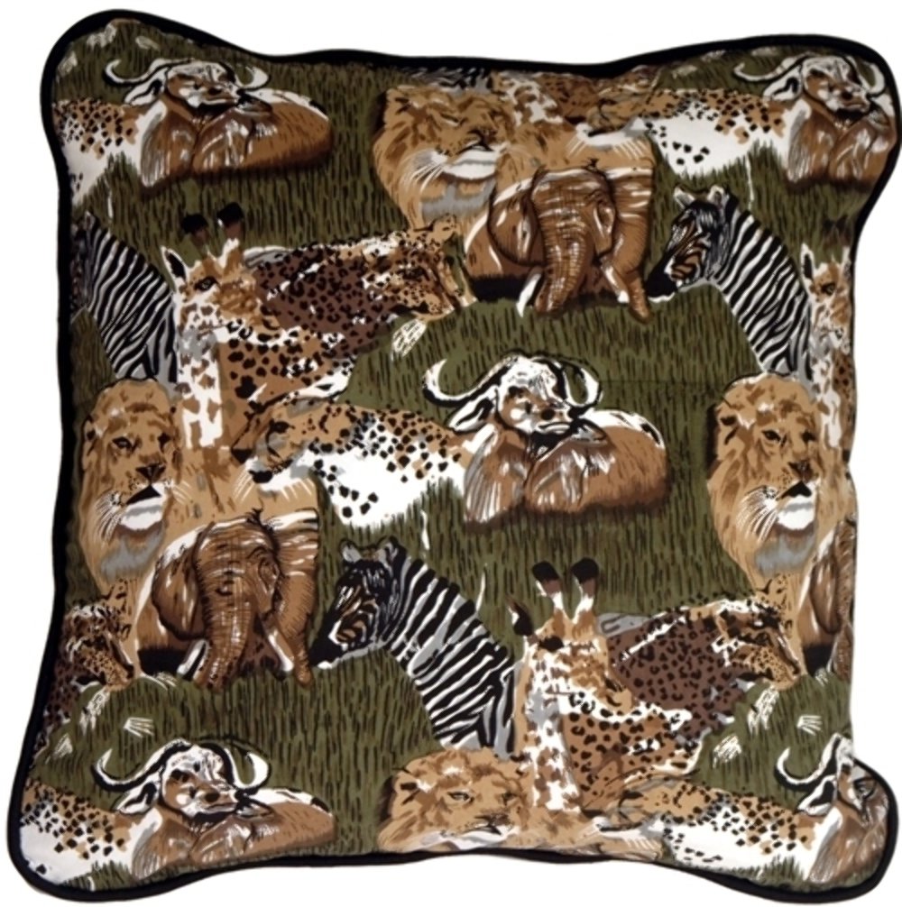 Safari Print Cotton Large Throw Pillow, Complete with Pillow Insert