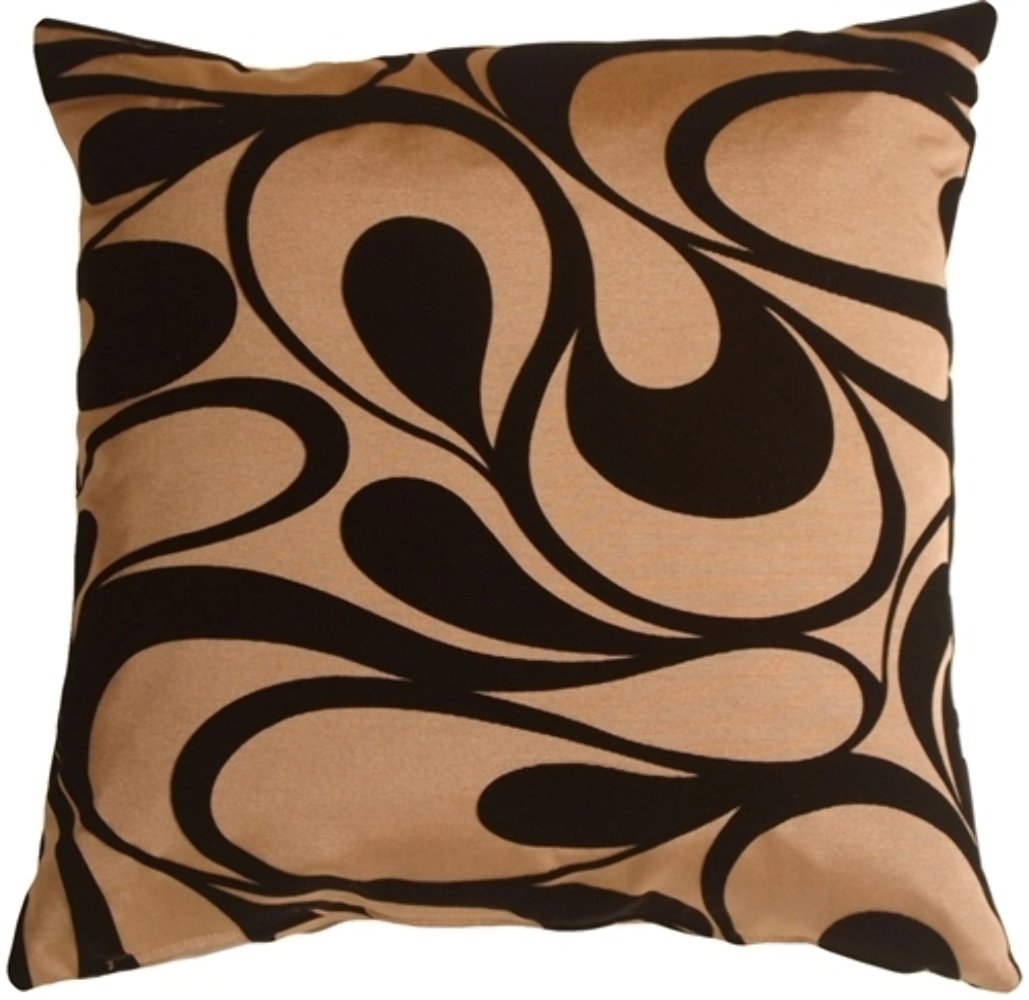 Dramatic Swirls Gold 19" Square Decorative Pillow, Complete with Pillow Insert
