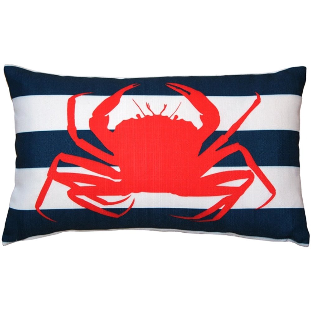 Red Crab Nautical Throw Pillow 12x19, Complete with Pillow Insert