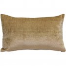 Venetian Velvet Golden Brown Throw Pillow 12x20, Complete with Pillow Insert
