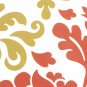 Bohemian Damask Red, White and Ocher Throw Pillow, Complete with Pillow Insert
