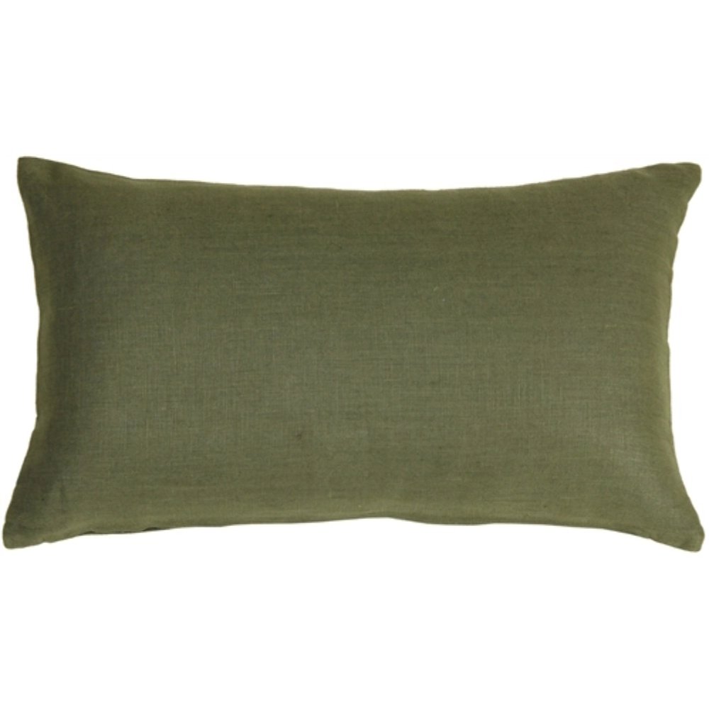 Tuscany Linen Fig Green Throw Pillow 12x19, Complete with Pillow Insert