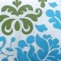 Bohemian Damask Blue, White and Olive Throw Pillow, Complete with Pillow Insert