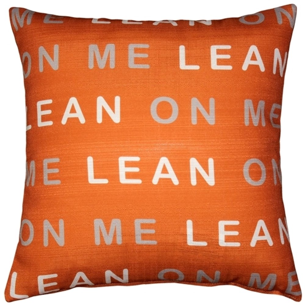 Lean On Me Orange Throw Pillow 17x17, Complete with Pillow Insert
