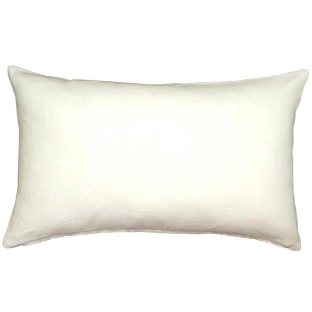 Tuscany Linen White Throw Pillow 12x19, Complete with Pillow Insert