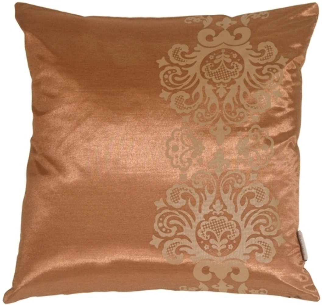 Copper with Copper Baroque Scroll Throw Pillow, Complete with Pillow Insert