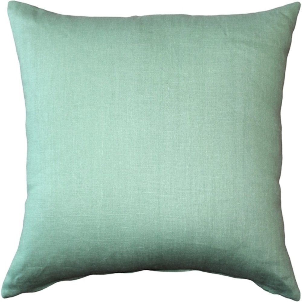 Tuscany Linen Aqua Green Throw Pillow 17x17, Complete with Pillow Insert