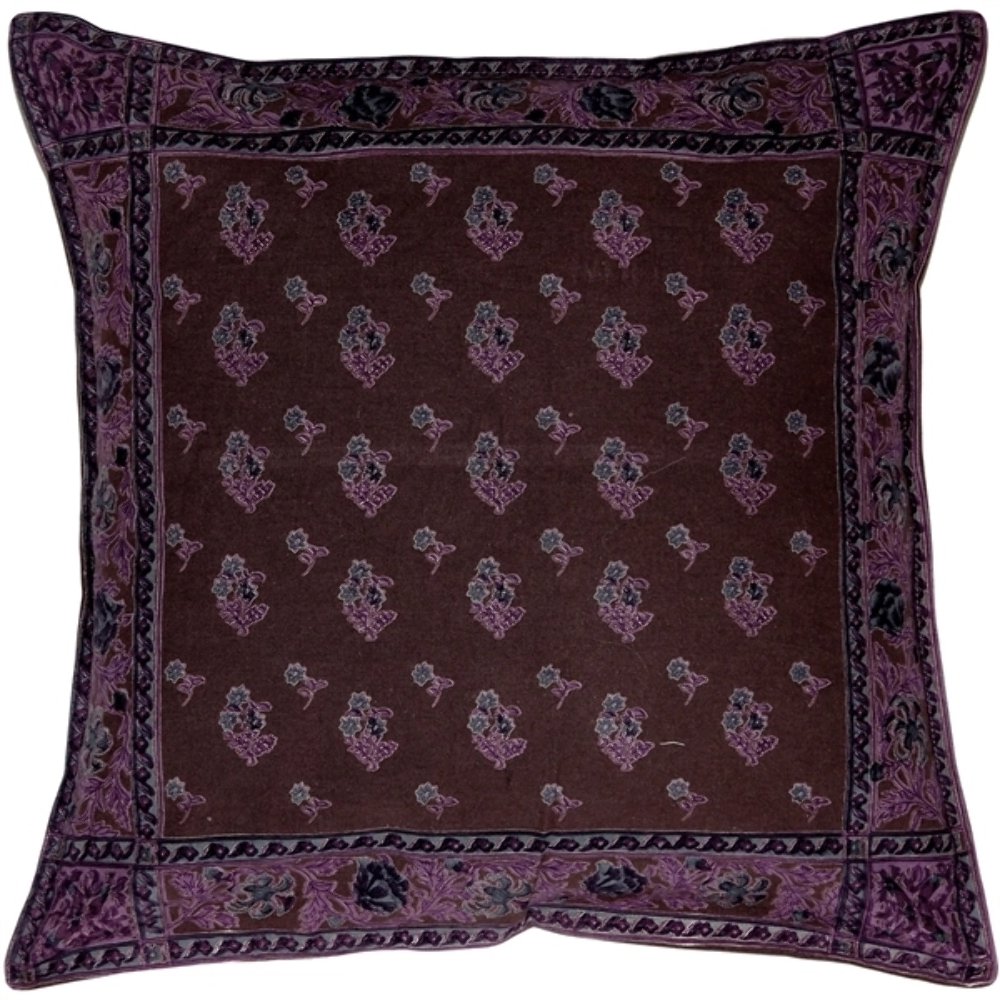 Somerset Downs Purple Cotton Throw Pillow 16x16, Complete with Pillow Insert