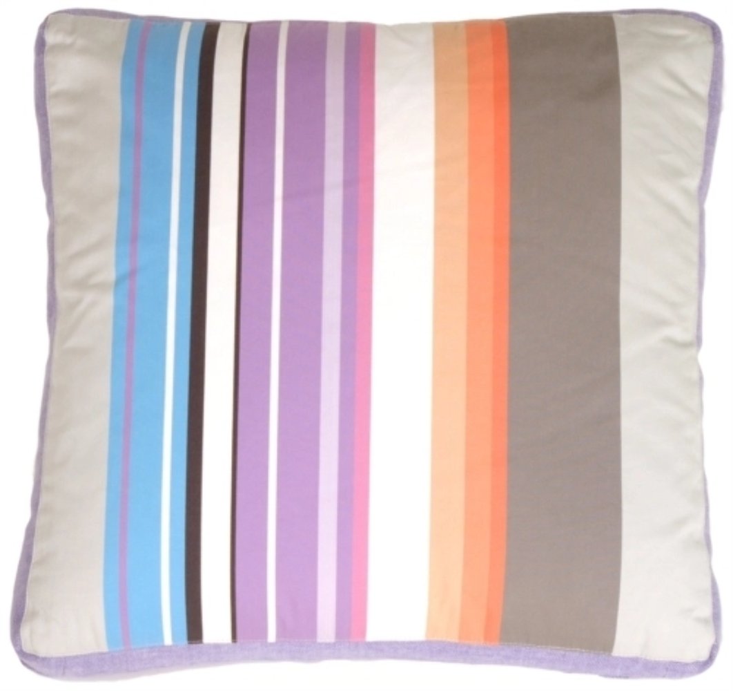 Grape & Charcoal Stripes Throw Pillow, Complete with Pillow Insert