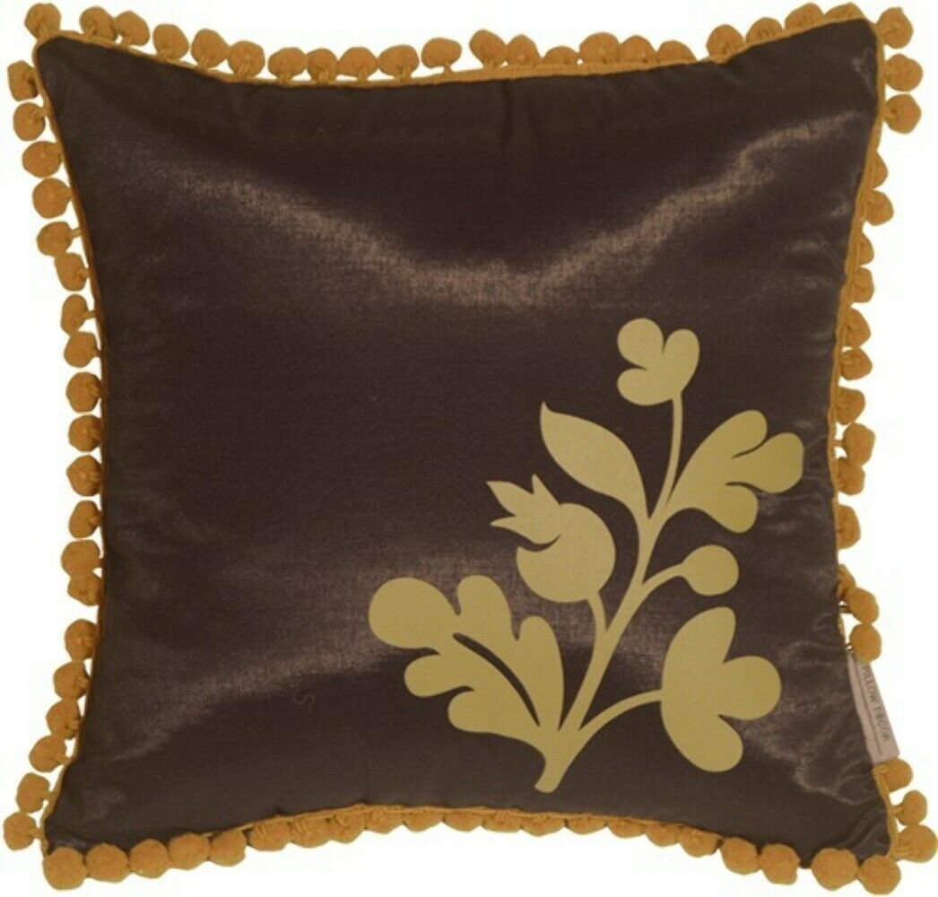 Bohemian Blossom Brown and Ocher Throw Pillow, Complete with Pillow Insert