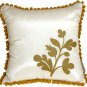 Bohemian Blossom White and Ocher Throw Pillow, Complete with Pillow Insert