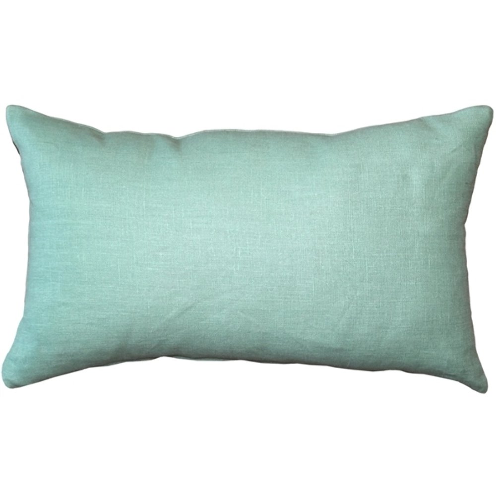 Tuscany Linen Aqua Green Throw Pillow 12x19, Complete with Pillow Insert