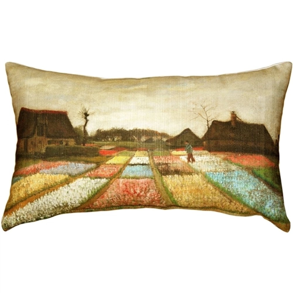 Van Gogh Flower Beds in Holland Throw Pillow, Complete with Pillow Insert