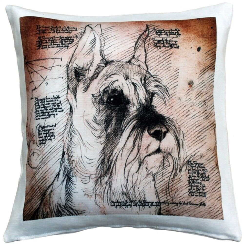 Schnauzer Cropped Ears Dog Pillow 17x17, Complete with Pillow Insert