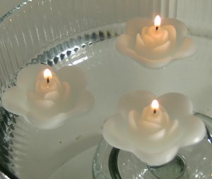 12 White Floating Rose Wedding Party Candles candle