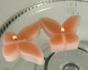 8 Peach Floating Butterfly Wedding Party Candles candle