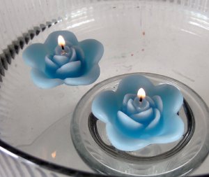 12 Turquoise Floating Rose Wedding Party Candles candle