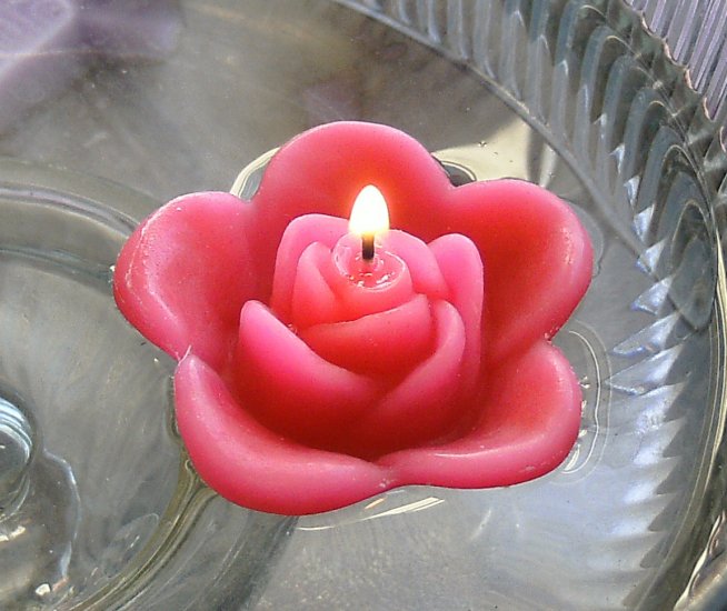 12 Hot Pink Floating Rose Wedding Party Candles candle