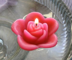 12 Hot Pink Floating Rose Wedding Party Candles candle