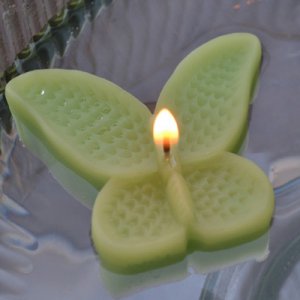 8 Lime Green Floating Butterfly Wedding Party Candles candle