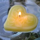 12 Light Yellow Floating Heart& Roses Wedding Party Candles candle