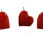 Set of 4 mini red heart candles