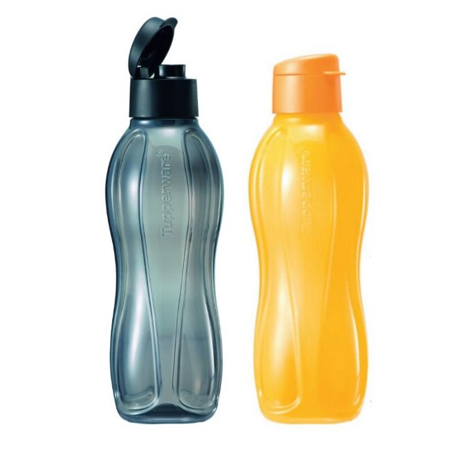Tupperware Eco Bottle Flip Top 1.0L (2 units Yellow & Black)
