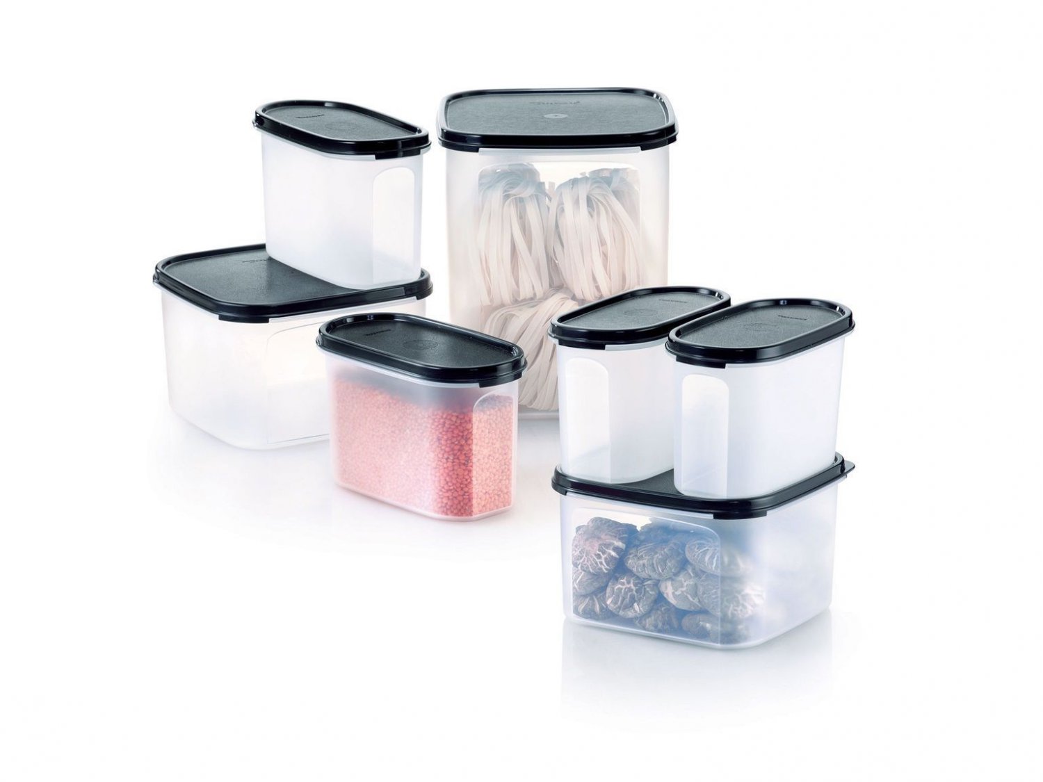 Tupperware Kitchen Storage Modular Mates Essential Set (Set of 7 - Black Lids)