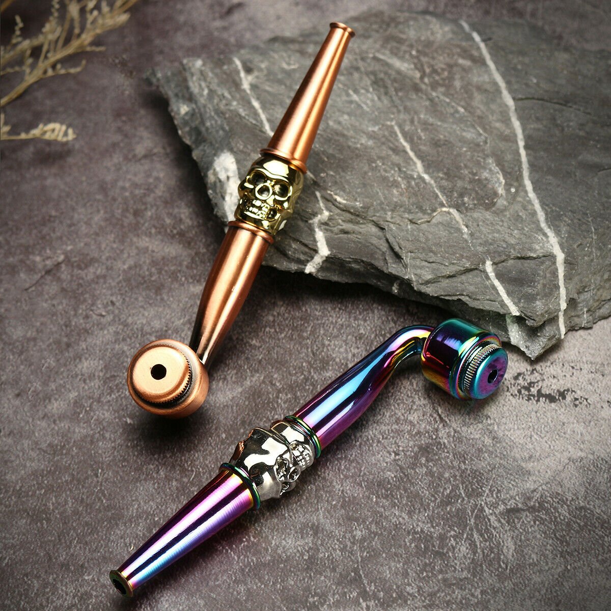 Portable Skull Shape Colorful Metal Filter Pipe Herbal T abacco C igarette Pipe Smoking Accessories